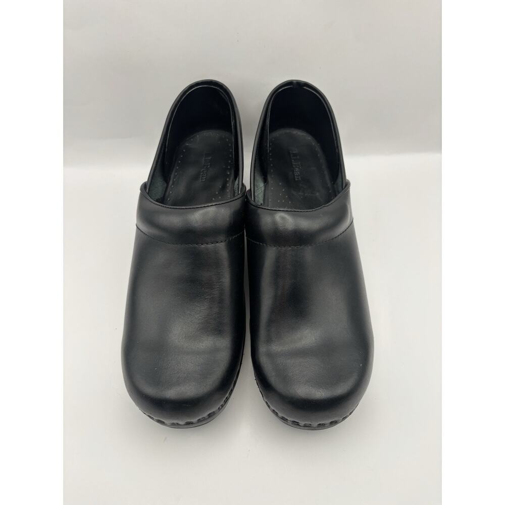 LL Bean Black Leather Clogs Women Size 9.5 - Picture 3 of 9